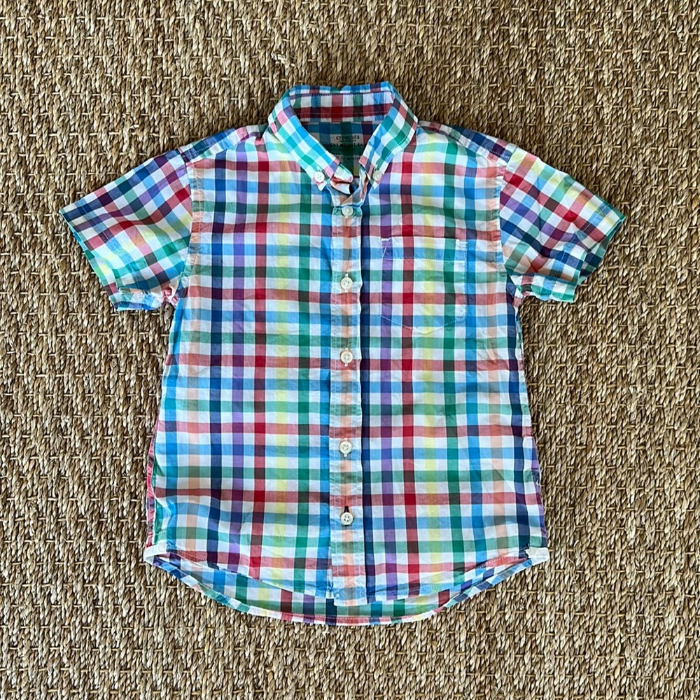 Crewcuts short sleeve plaid shirt, size 3